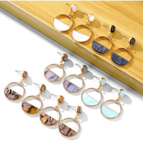 “Round & Round” Marble Resin Drop Festival Earring - Picture 8 of 11